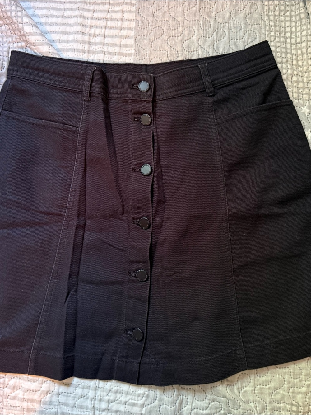 H&M Black Button-Front Mini Skirt
